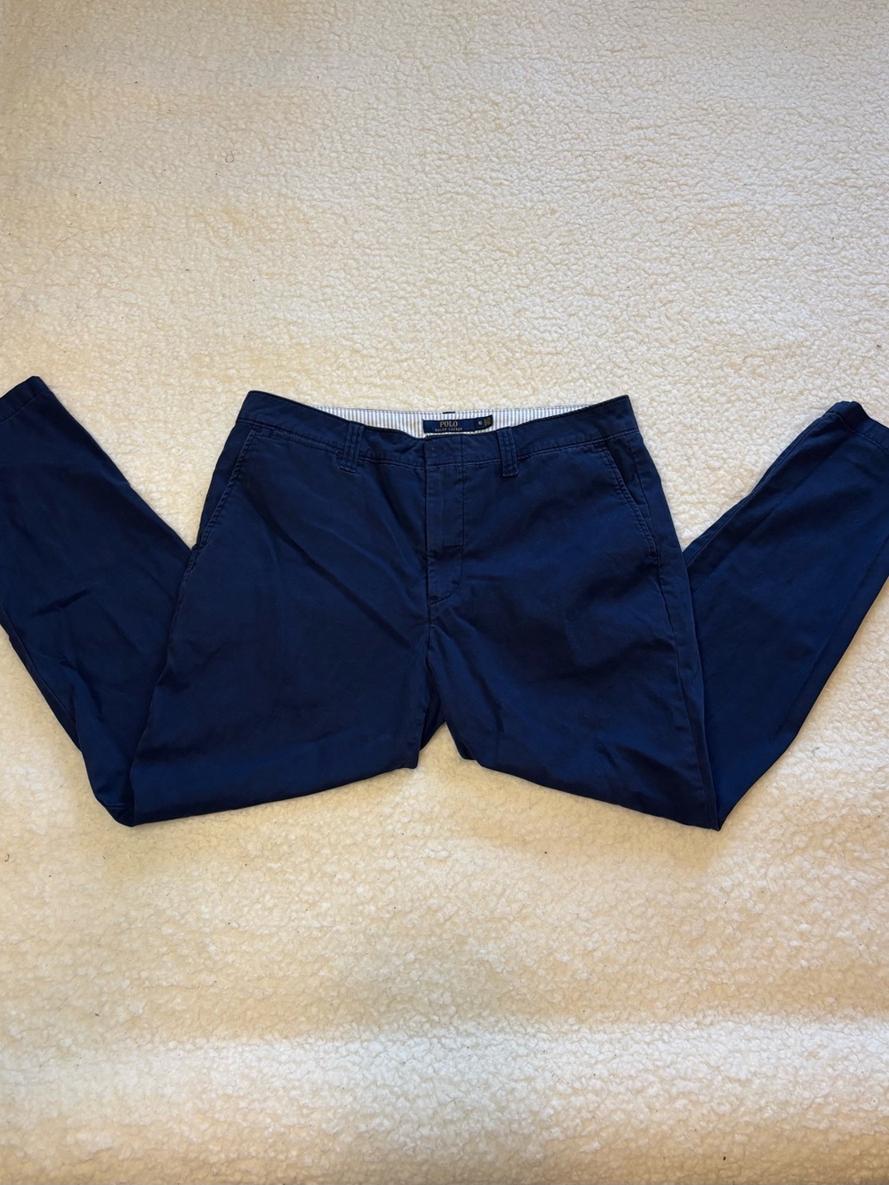 Polo Ralph Lauren Women Blue Cotton Slim Trouser Pants